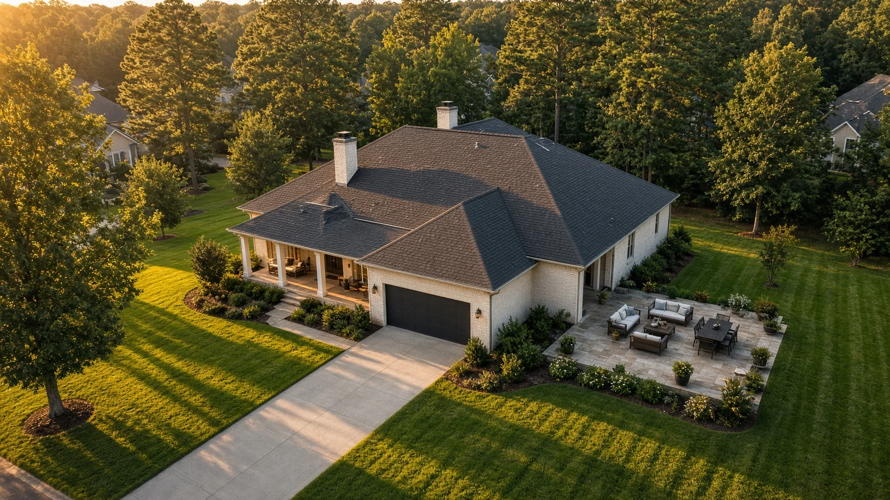 Tidy residential property prepared for aerial real estate listing photography